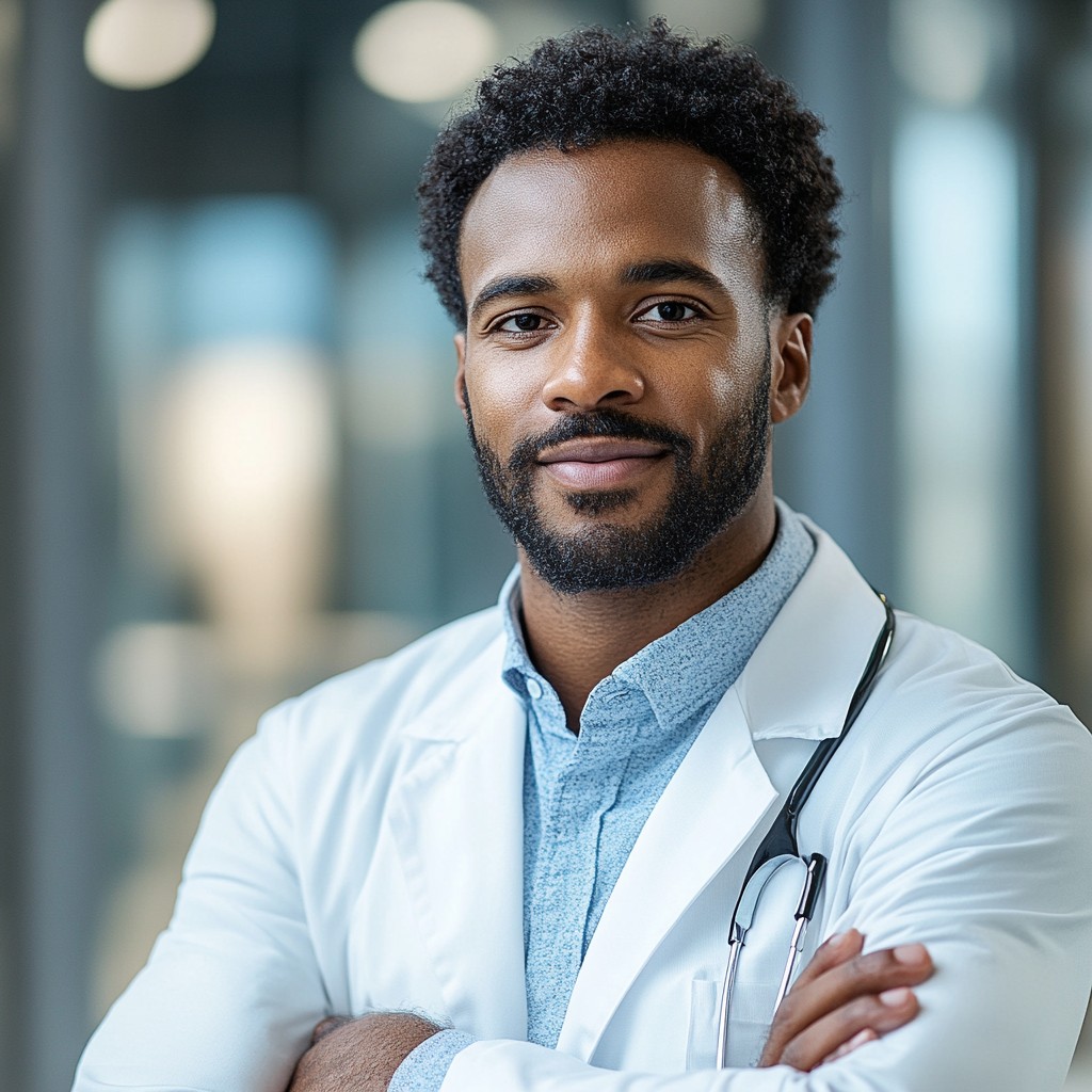 male doctor with smile